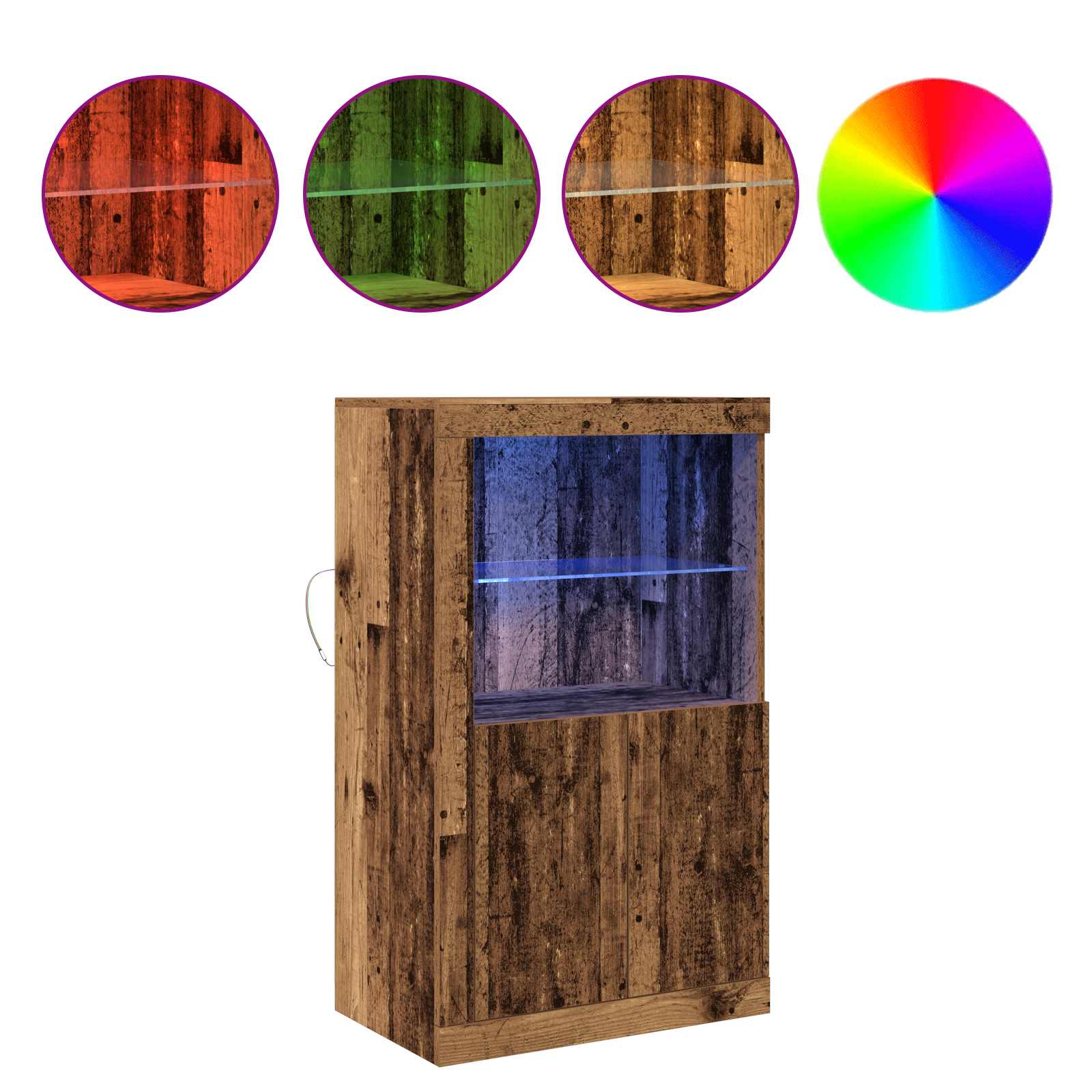LED Sideboard 60,5 X 37 X 100 Cm Konstrueret Træ - Billede 4
