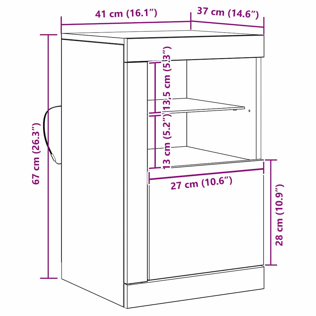 LED Sideboard 41 X 37 X 67 Cm Konstrueret Træ - Billede 15