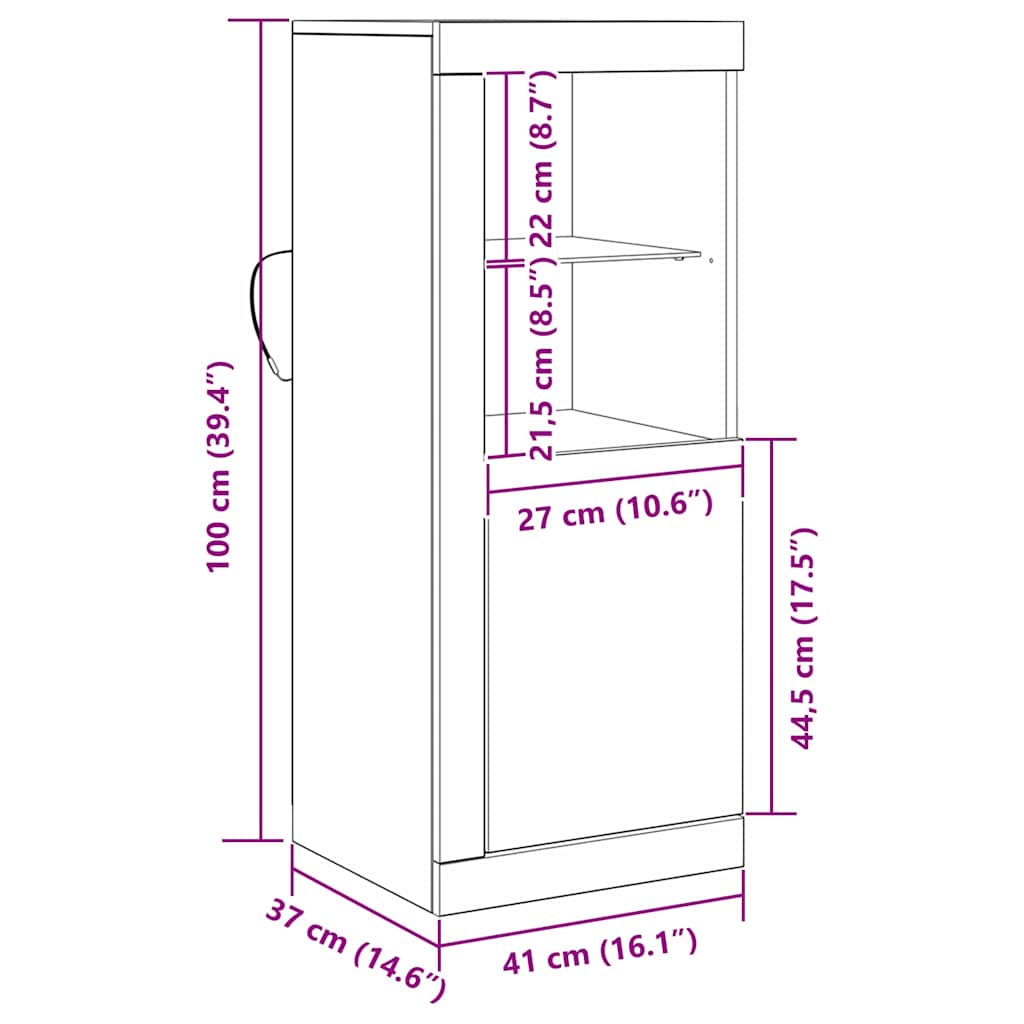 LED Sideboard 41 X 37 X 100 Cm Konstrueret Træ - Billede 15