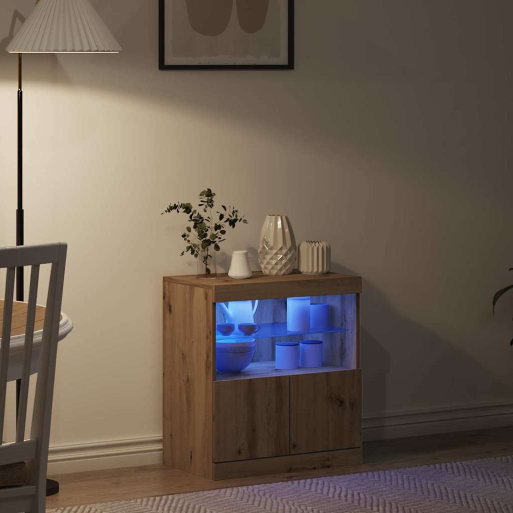 LED Sideboard 60,5 X 37 X 67 Cm Konstrueret Træ - Billede 5