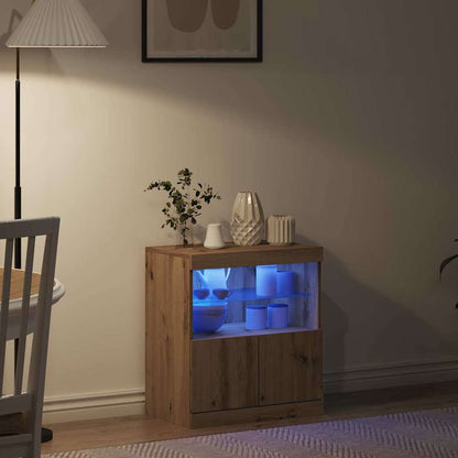 LED Sideboard 60,5 X 37 X 67 Cm Konstrueret Træ - Billede 5
