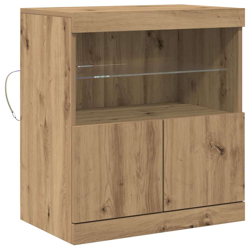 LED Sideboard 60,5 X 37 X 67 Cm Konstrueret Træ - Billede 2