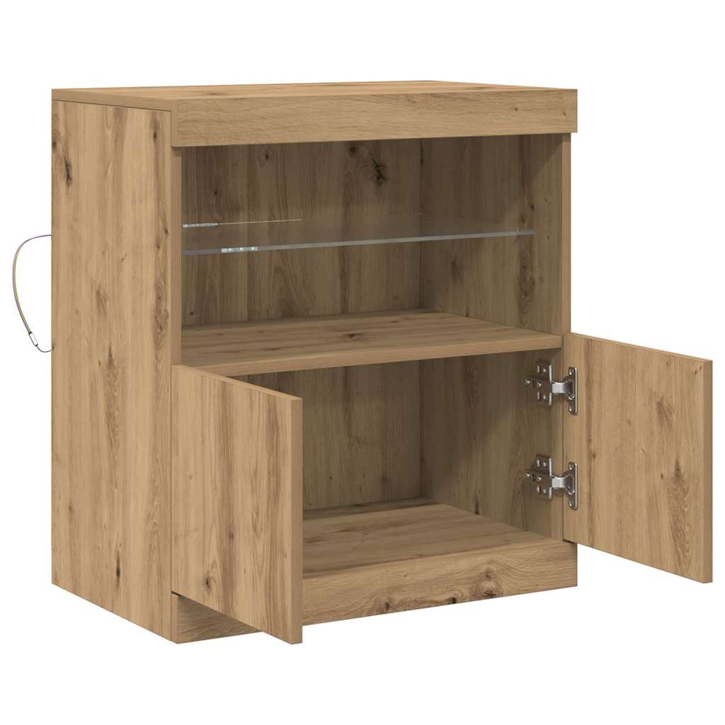 LED Sideboard 60,5 X 37 X 67 Cm Konstrueret Træ - Billede 7