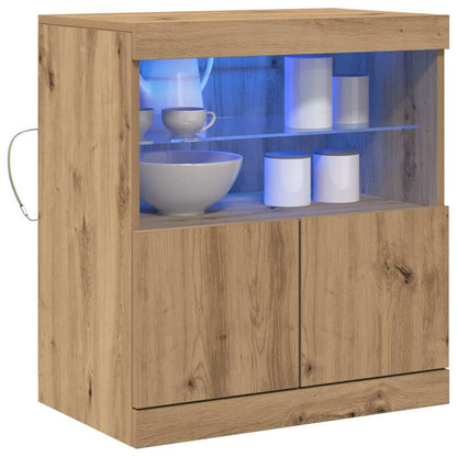 LED Sideboard 60,5 X 37 X 67 Cm Konstrueret Træ - Billede 3
