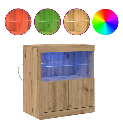 LED Sideboard 60,5 X 37 X 67 Cm Konstrueret Træ - Billede 4
