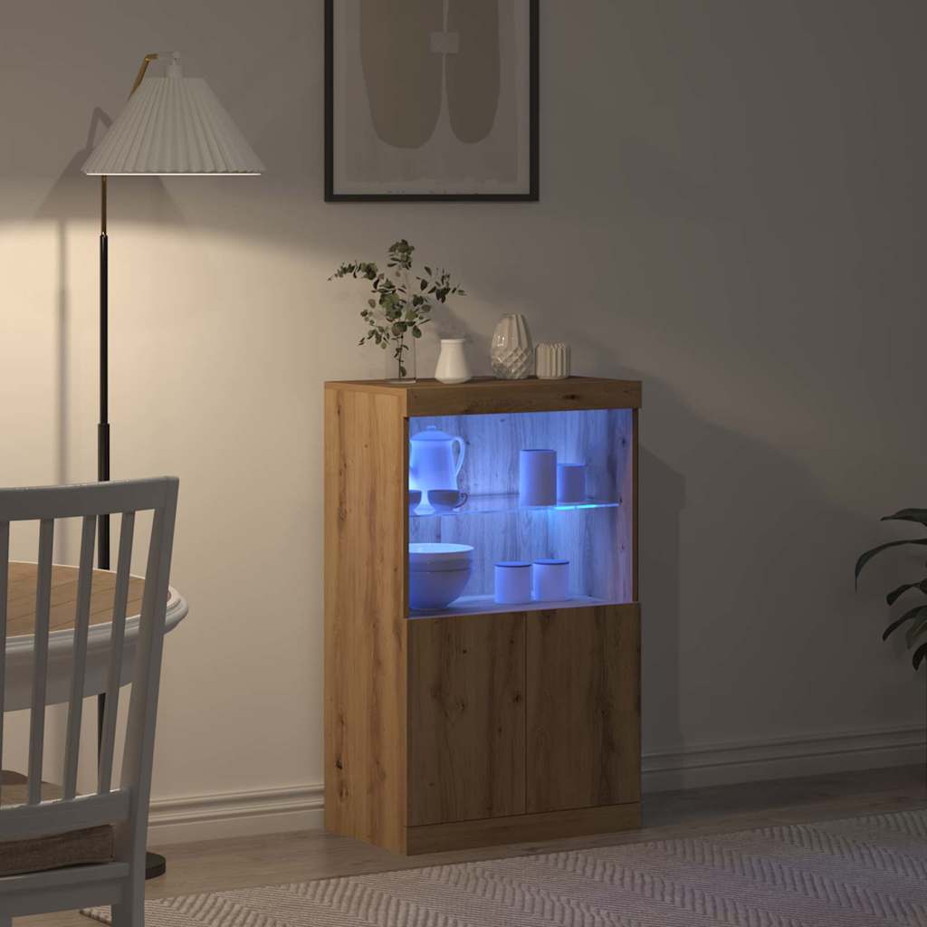 LED Sideboard 60 X 37 X 100 Cm Konstrueret Træ - Billede 5