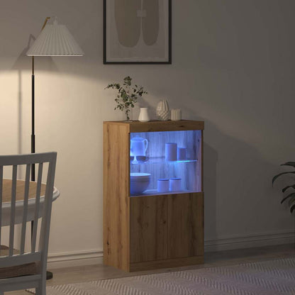 LED Sideboard 60 X 37 X 100 Cm Konstrueret Træ - Billede 5
