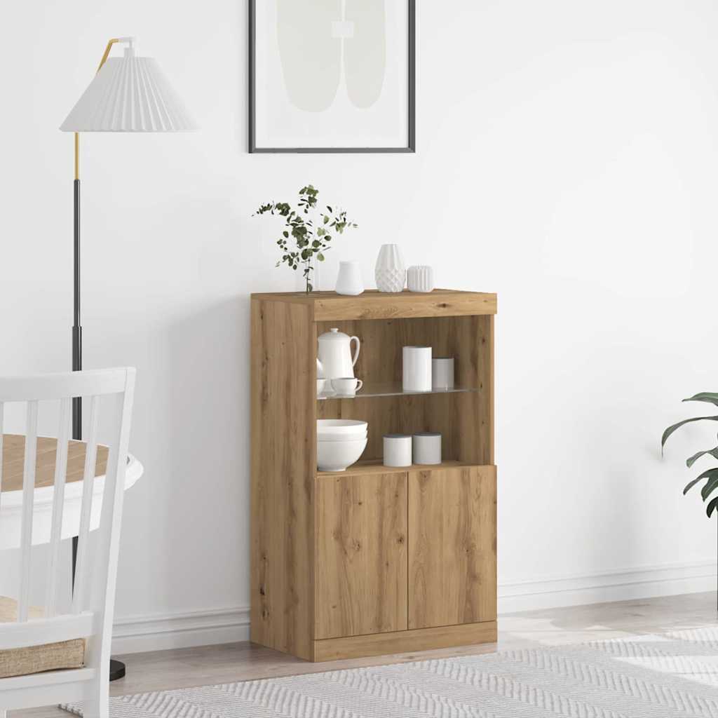 LED Sideboard 60 X 37 X 100 Cm Konstrueret Træ - Hovedbillede