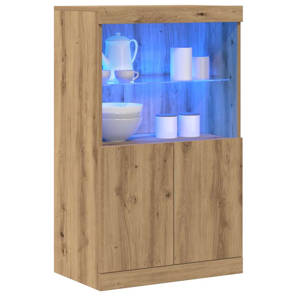 LED Sideboard 60 X 37 X 100 Cm Konstrueret Træ - Billede 3