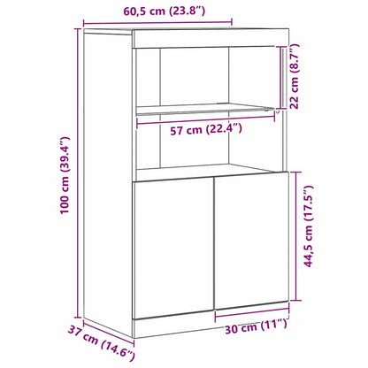 LED Sideboard 60 X 37 X 100 Cm Konstrueret Træ - Billede 14
