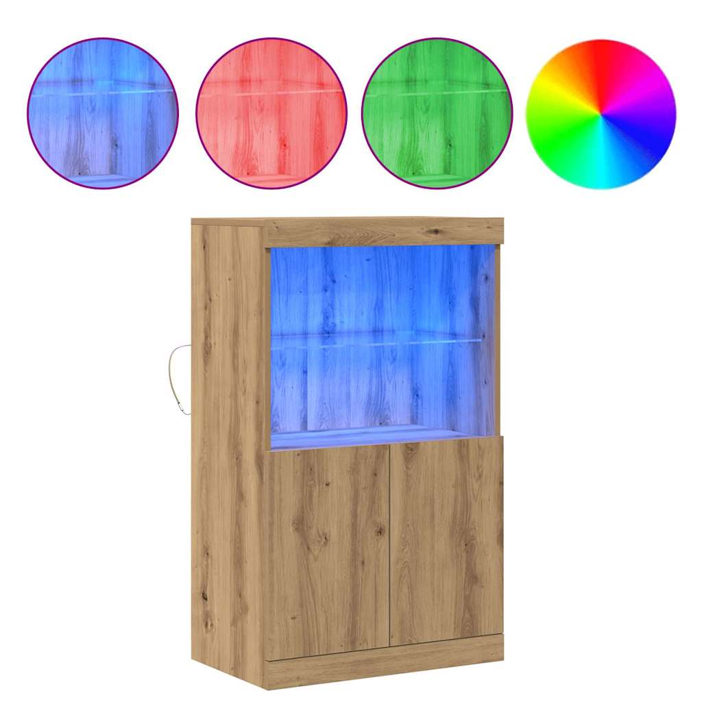 LED Sideboard 60 X 37 X 100 Cm Konstrueret Træ - Billede 4
