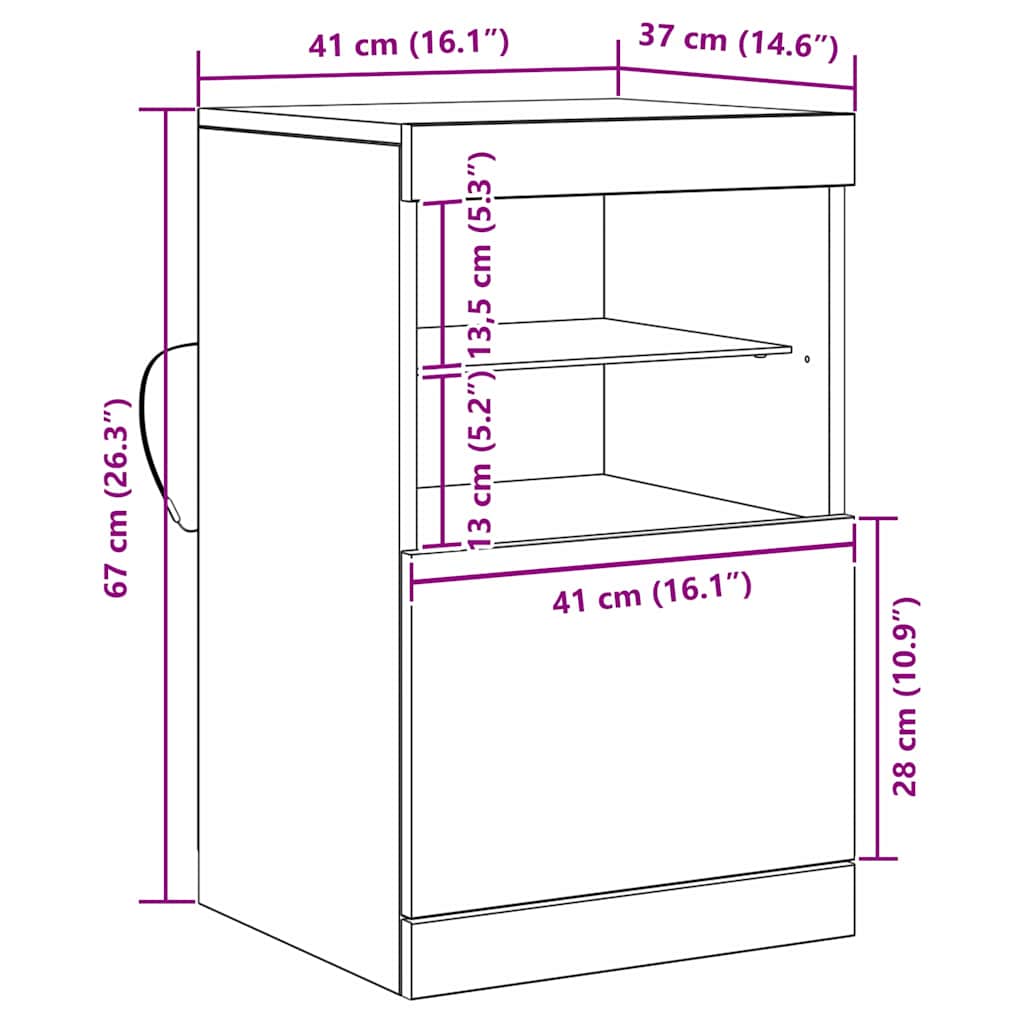 LED Sideboard 41 X 37 X 67 Cm Konstrueret Træ - Billede 15