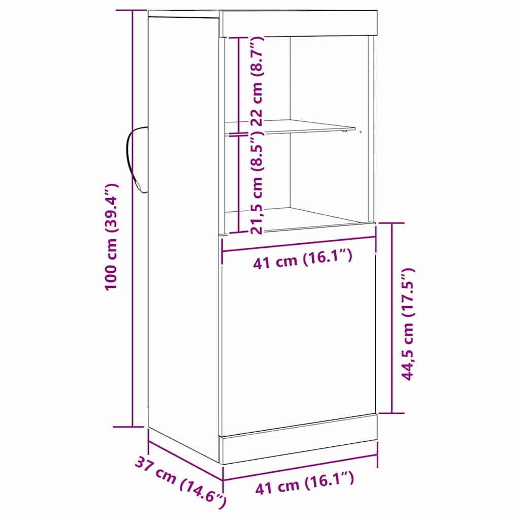 LED Sideboard 41 X 37 X 100 Cm Konstrueret Træ - Billede 15