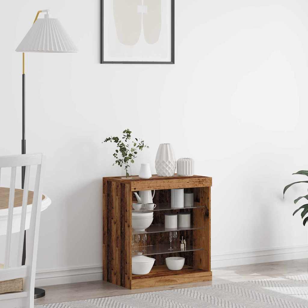 LED Sideboard 60,5 X 37 X 67 Cm Konstrueret Træ - Hovedbillede