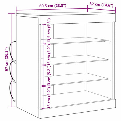 LED Sideboard 60,5 X 37 X 67 Cm Konstrueret Træ - Billede 13