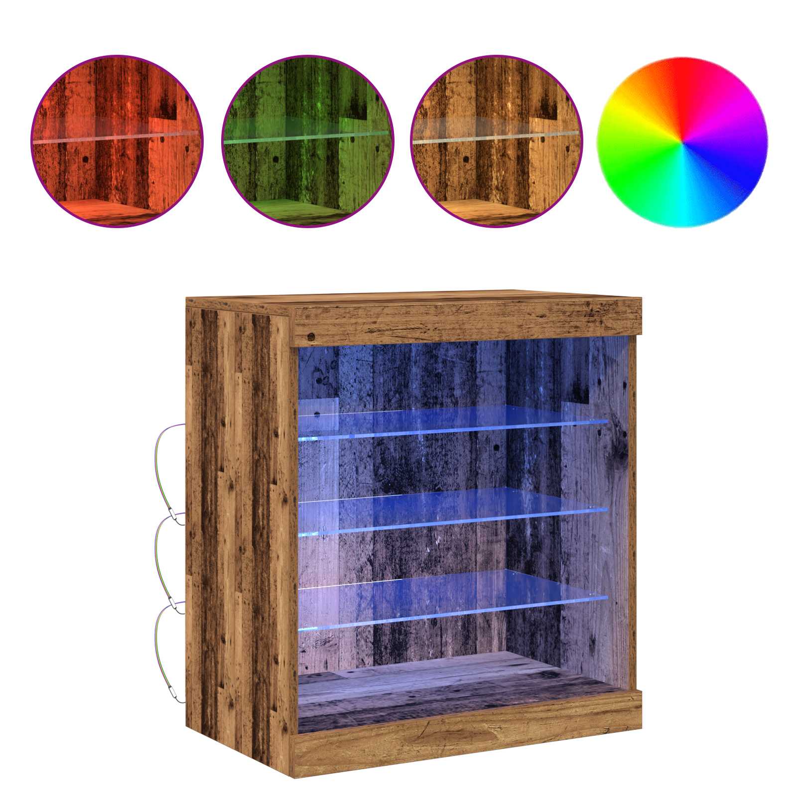 LED Sideboard 60,5 X 37 X 67 Cm Konstrueret Træ - Billede 4