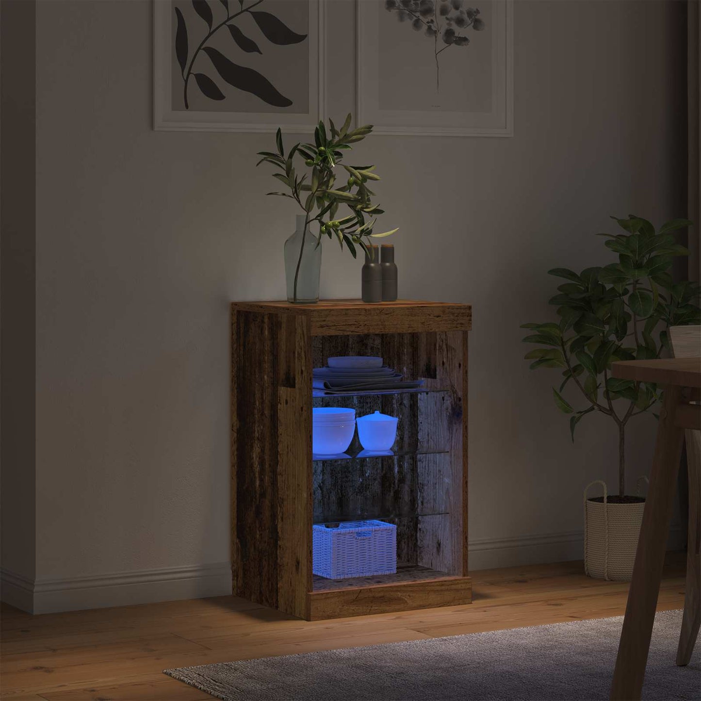 LED Sideboard 41 X 37 X 67 Cm Konstrueret Træ - Billede 4