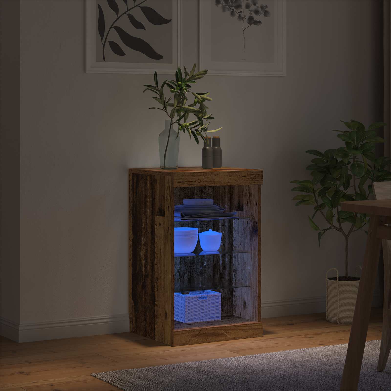 LED Sideboard 41 X 37 X 67 Cm Konstrueret Træ - Billede 4