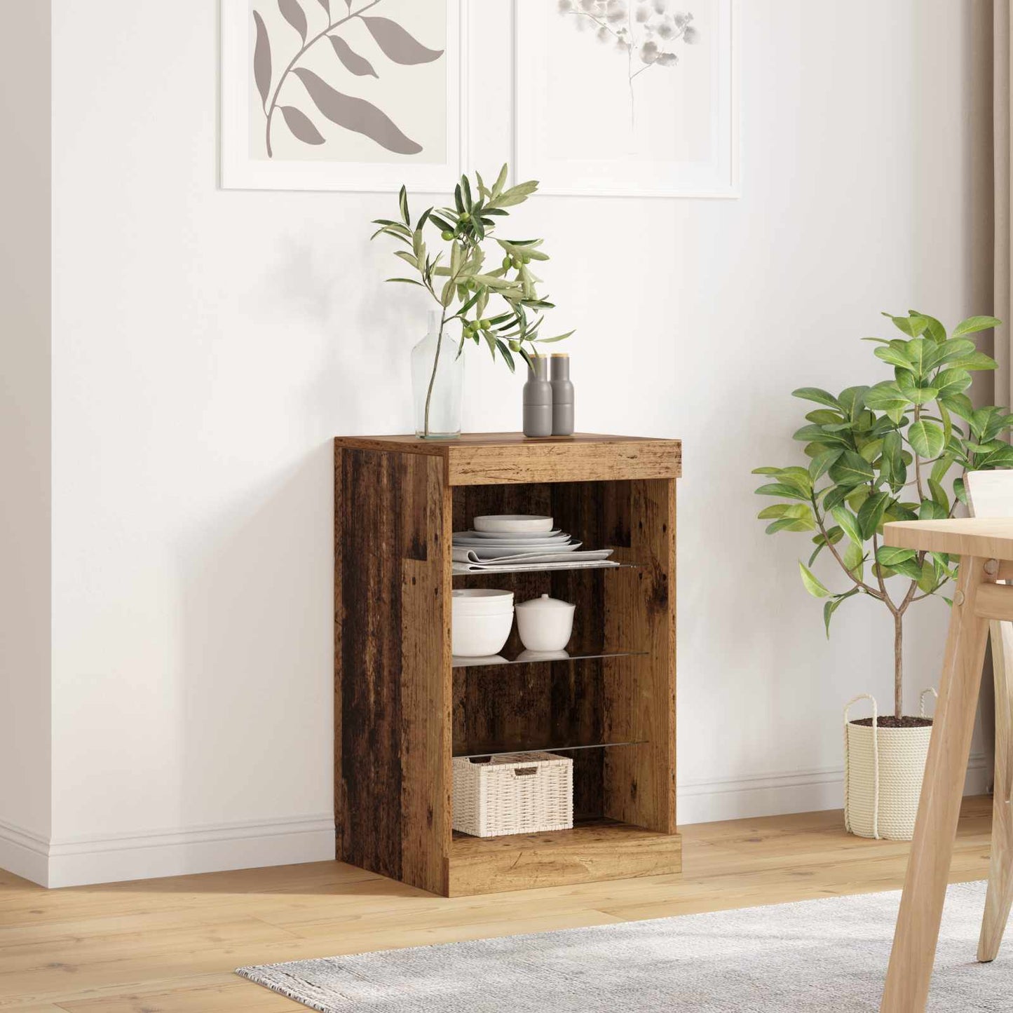 LED Sideboard 41 X 37 X 67 Cm Konstrueret Træ - Hovedbillede