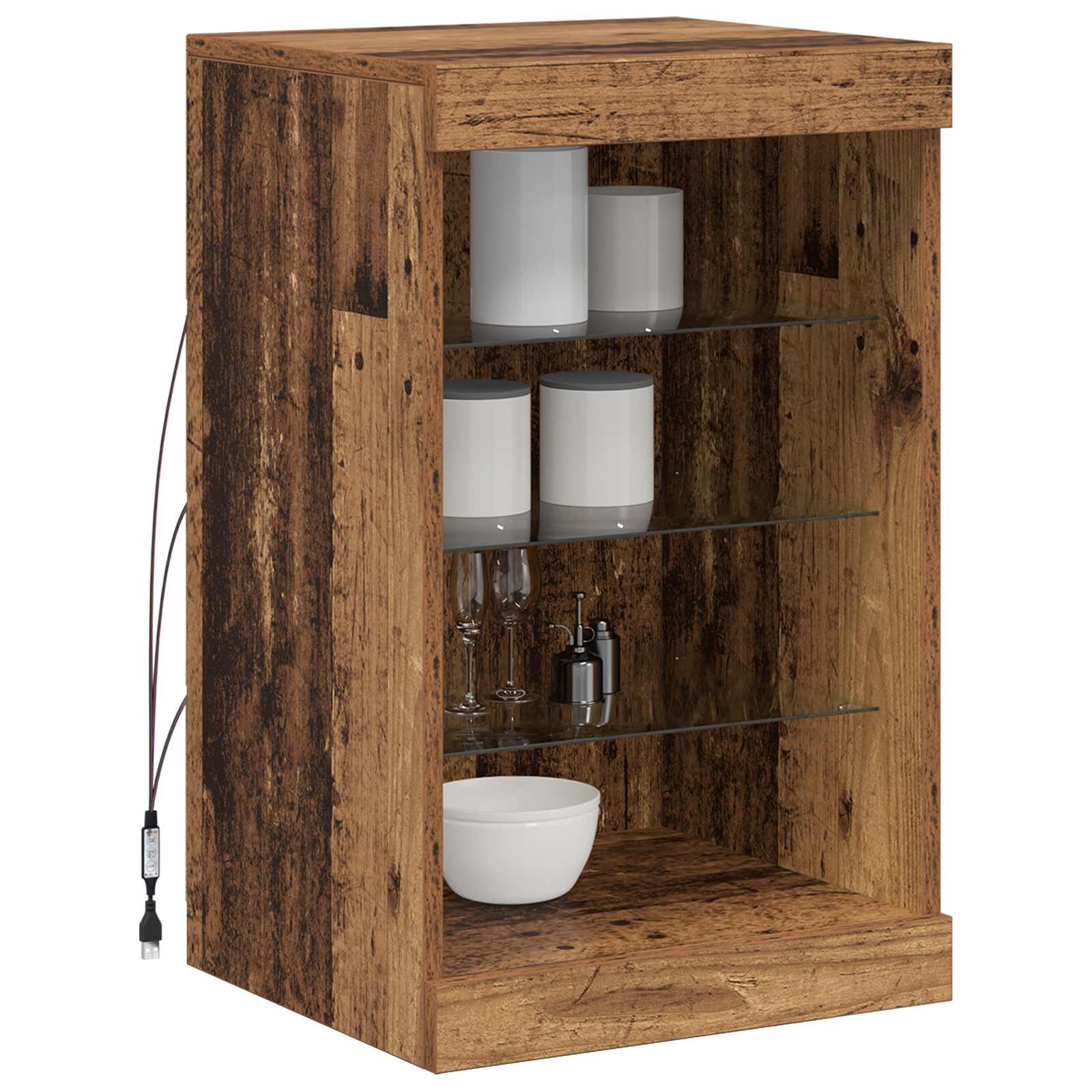 LED Sideboard 41 X 37 X 67 Cm Konstrueret Træ - Billede 3