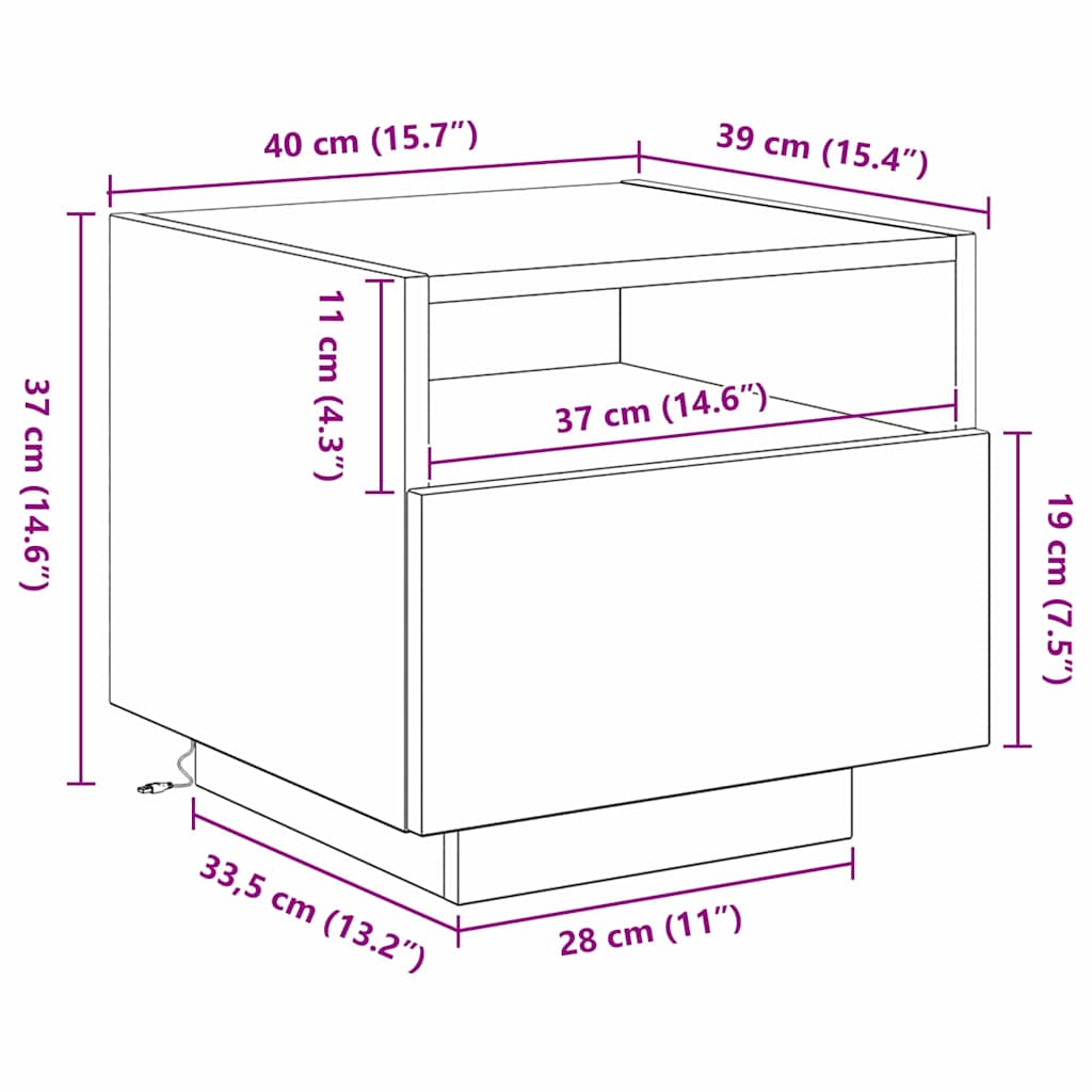 Natskab Egetræ 40 X 39 X 37 Cm Konstrueret Træ - Billede 14