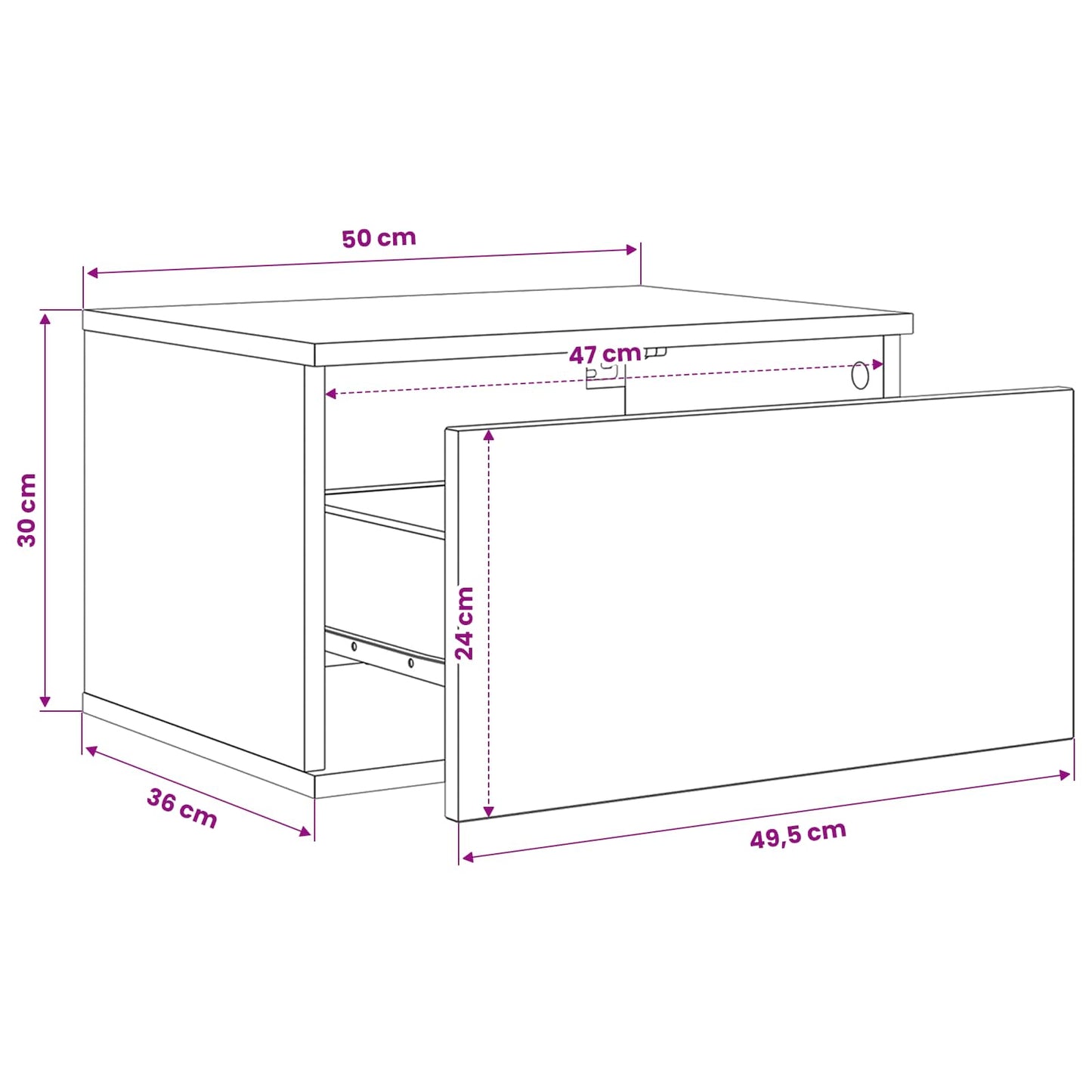 Vægmonteret Natbord 50 X 36 X 30 Cm Konstrueret Træ - Billede 13