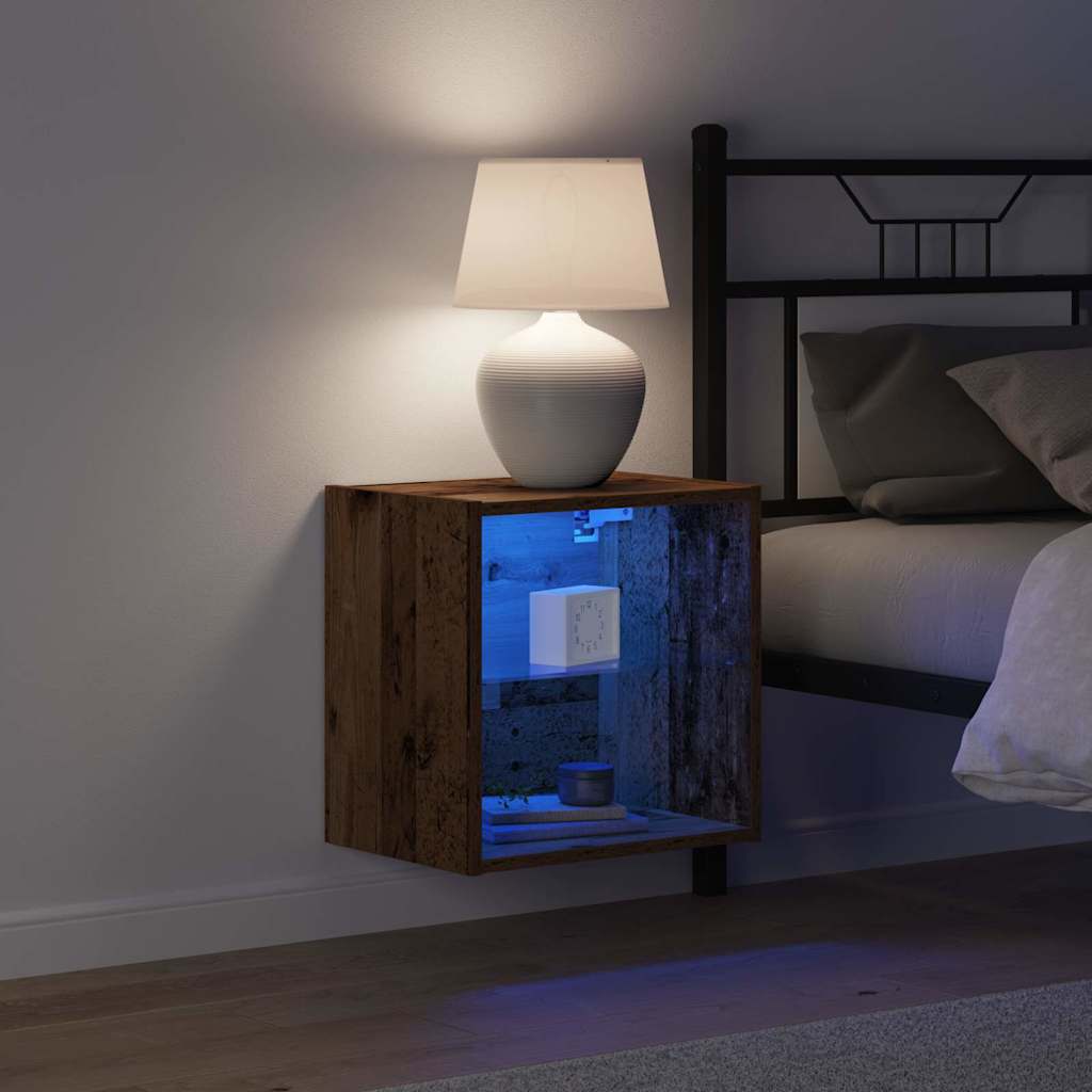 Flydende Hylde Med LED Lys Med Hylde 40 X 28,5 X 40 Cm - Billede 5