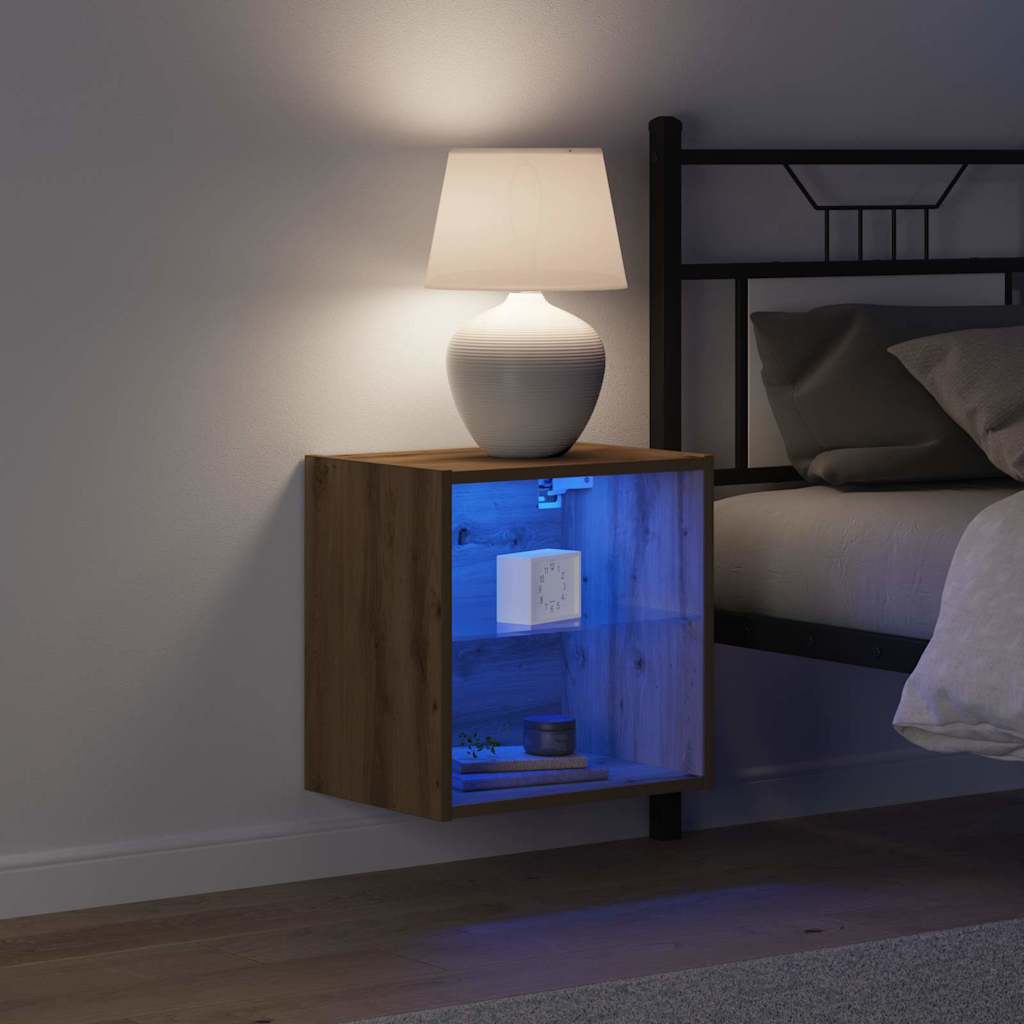 Flydende Hylde Med LED 40 X 28,5 X 40 Cm - Billede 6