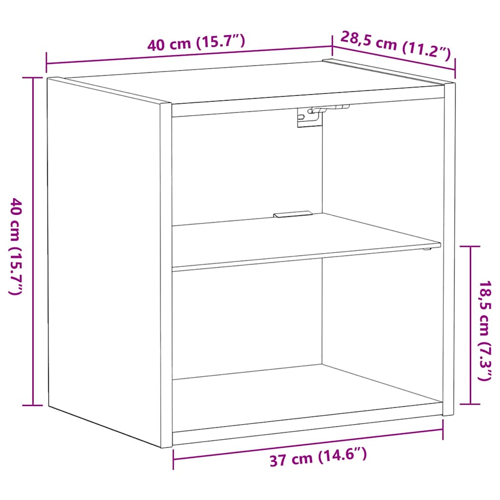 Flydende Hylde Med LED 40 X 28,5 X 40 Cm - Billede 15
