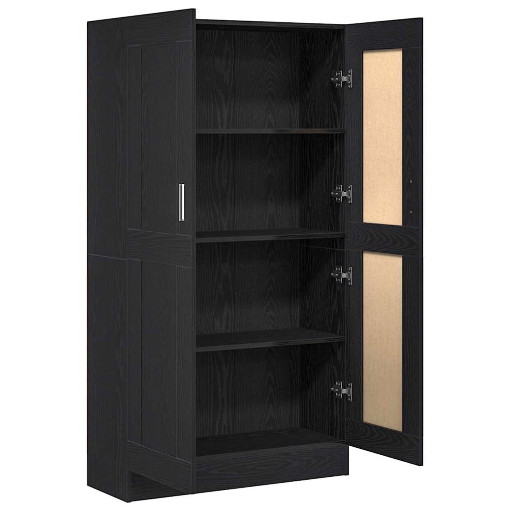 Bogskab Sort Eg 82.5 X 30.5 X 150 Cm Konstrueret Træ - Billede 5