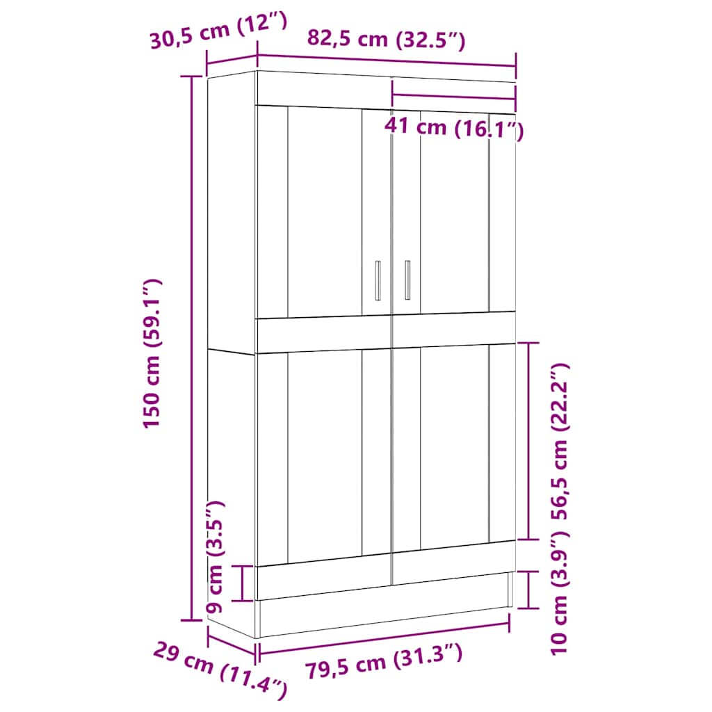 Bogskab Sort Eg 82.5 X 30.5 X 150 Cm Konstrueret Træ - Billede 11