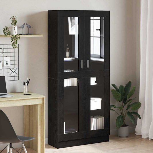 Bogskab Sort Eg 82.5 X 30.5 X 185 Cm Konstrueret Træ - Hovedbillede