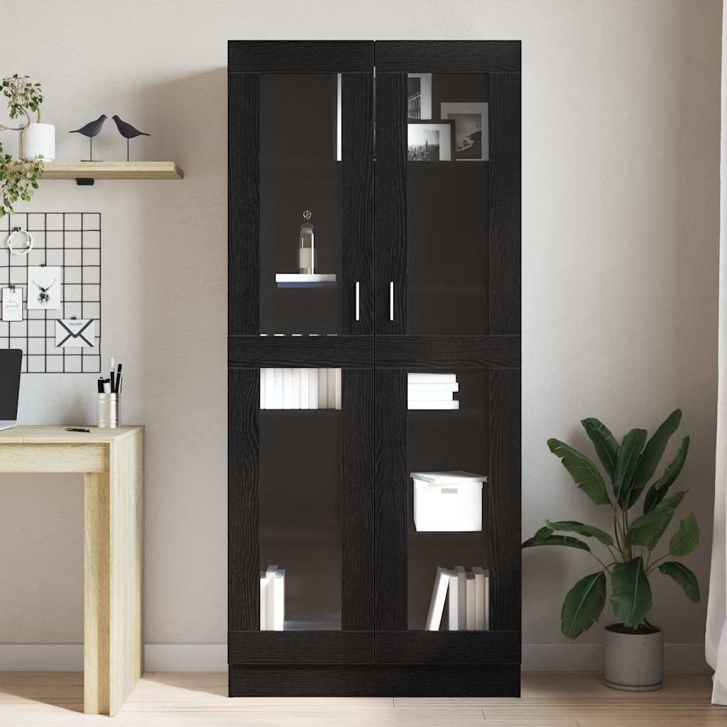 Bogskab Sort Eg 82.5 X 30.5 X 185 Cm Konstrueret Træ - Billede 4