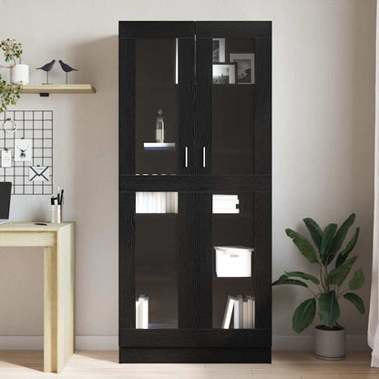 Bogskab Sort Eg 82.5 X 30.5 X 185 Cm Konstrueret Træ - Billede 4