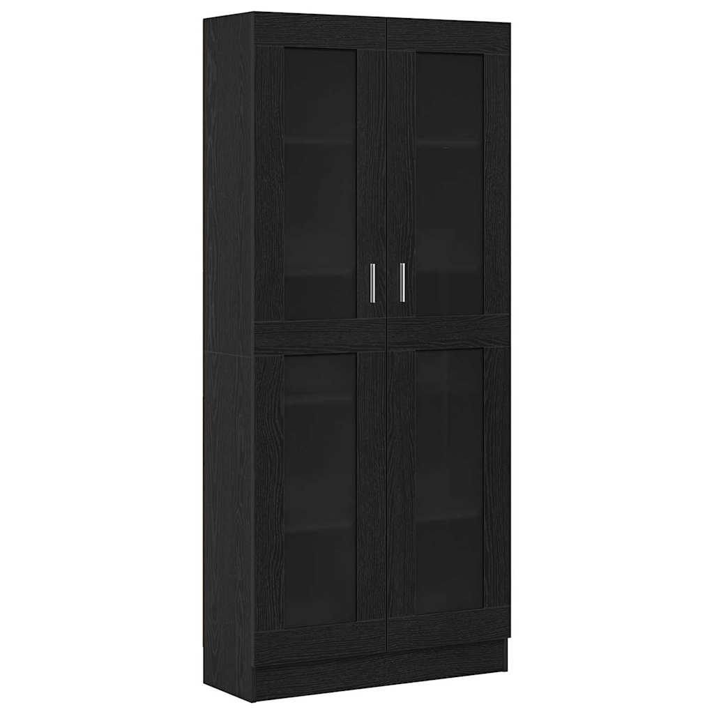 Bogskab Sort Eg 82.5 X 30.5 X 185 Cm Konstrueret Træ - Billede 2