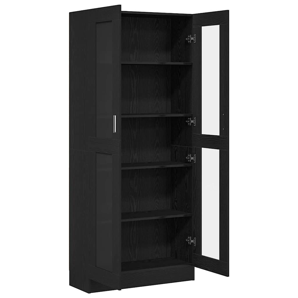 Bogskab Sort Eg 82.5 X 30.5 X 185 Cm Konstrueret Træ - Billede 5