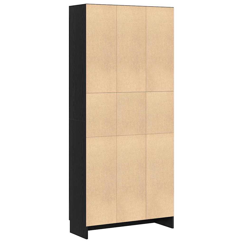 Bogskab Sort Eg 82.5 X 30.5 X 185 Cm Konstrueret Træ - Billede 6