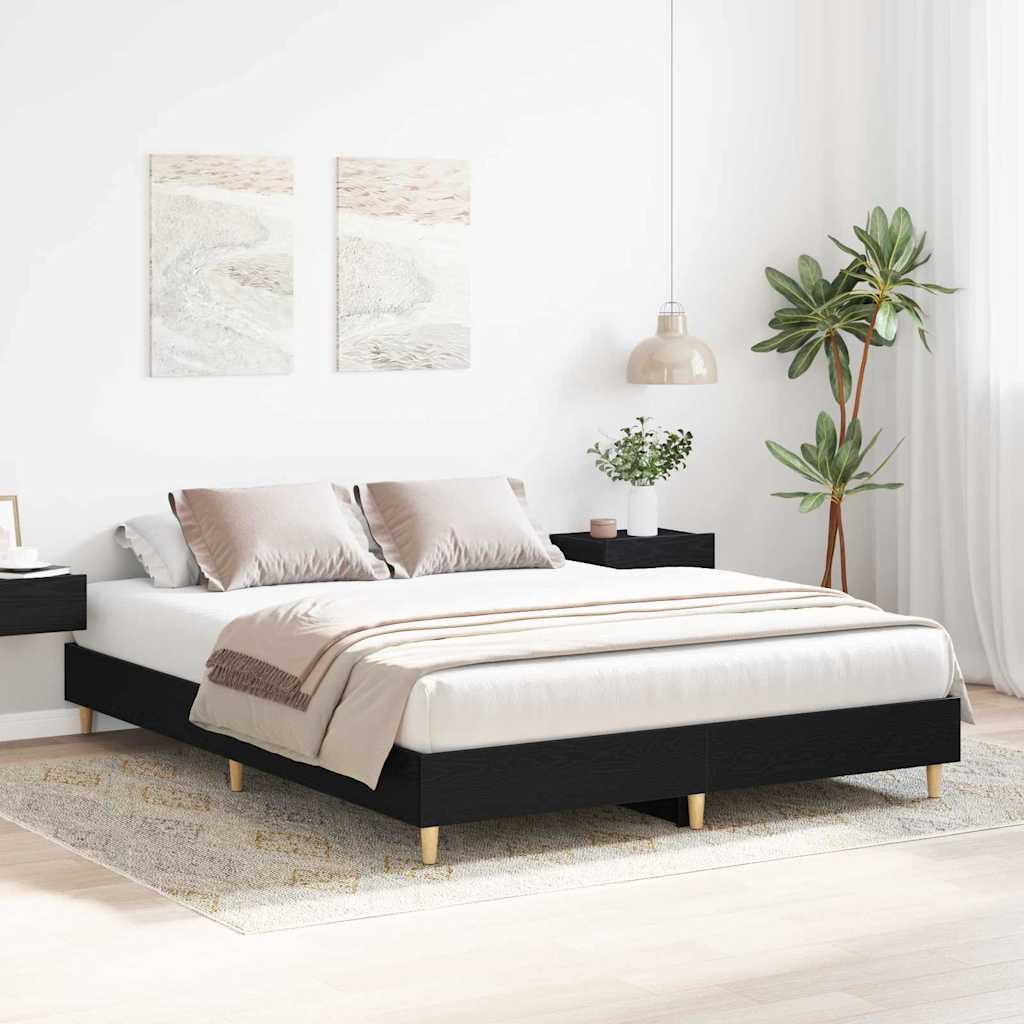 Sengestel Sort Eg 140 X 200 Cm Konstrueret Træ - Billede 4