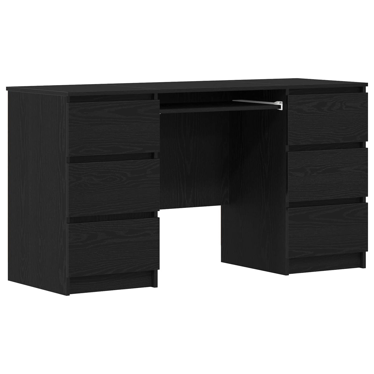 Bord Med Skuffe Sort Eg 140 X 50 X 76 Cm Konstrueret Træ - Billede 2