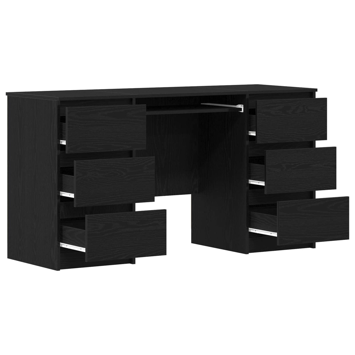 Bord Med Skuffe Sort Eg 140 X 50 X 76 Cm Konstrueret Træ - Billede 5