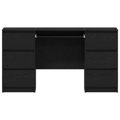 Bord Med Skuffe Sort Eg 140 X 50 X 76 Cm Konstrueret Træ - Billede 6