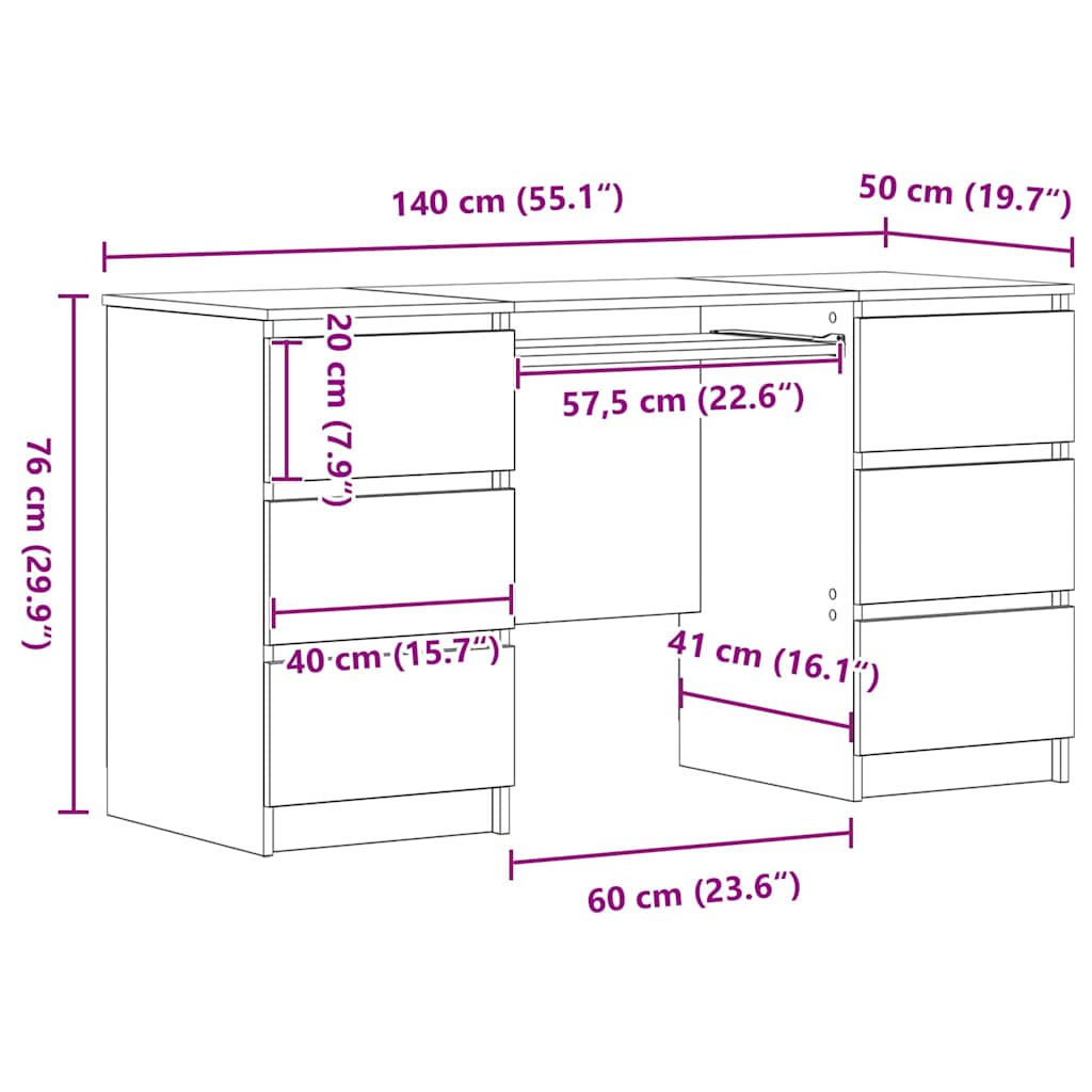 Bord Sort Eg 140 X 50 X 76 Cm Konstrueret Træ - Billede 13