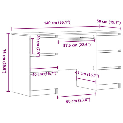 Bord Sort Eg 140 X 50 X 76 Cm Konstrueret Træ - Billede 13