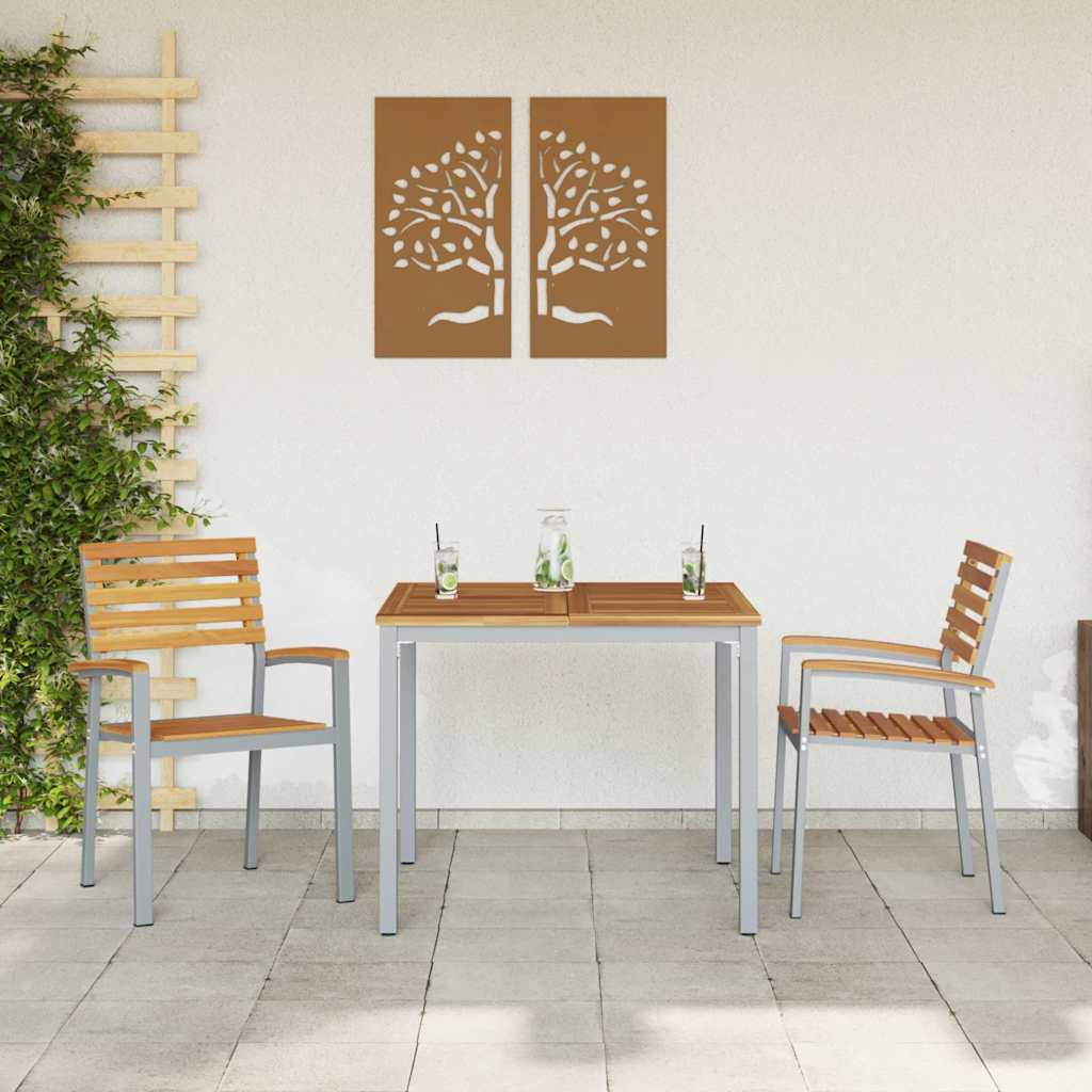 Have Stol 2 Dele Brun 56 X 57 X 87 Cm Massivt Akacietræ - Billede 3