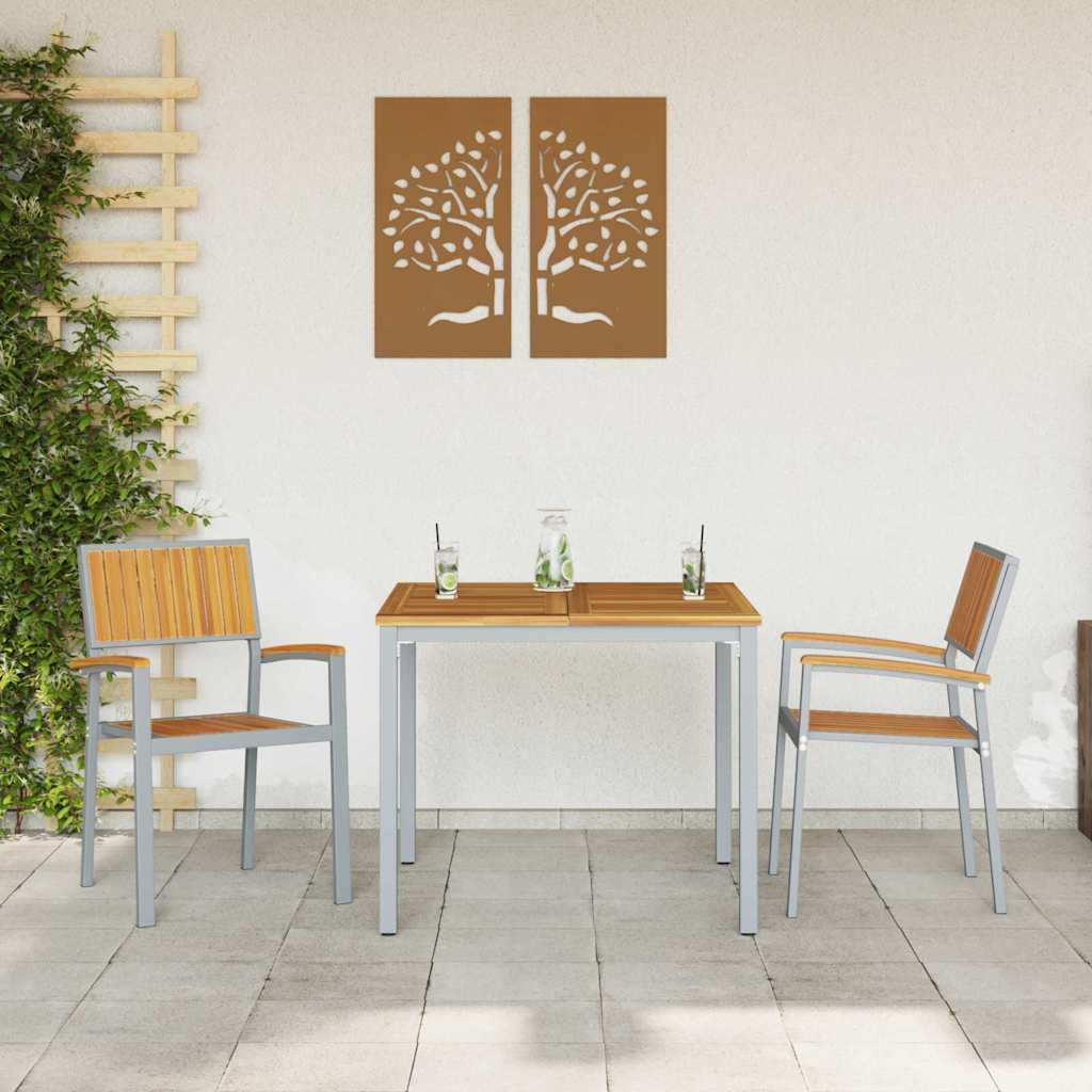 Staplestol 56 X 57 X 87 Cm Massivt Akacietræ - Billede 3