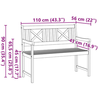 Udendørs Bænk Naturfarvet 110 X 56 X 90 Cm Massivt Akacietræ - Billede 10