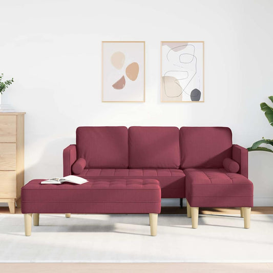 Sofa Sæt 2 Pcs Vinrød 173 X 131 X 67 Cm Stof - Hovedbillede