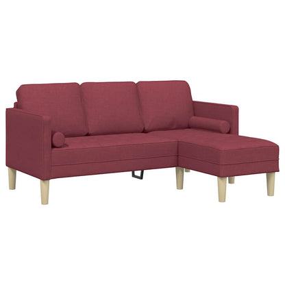 Sofa Sæt 2 Pcs Vinrød 173 X 131 X 67 Cm Stof - Billede 5