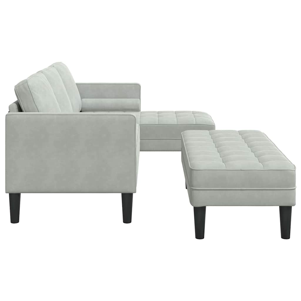 Sofa Sæt 2 Pcs Lysegrå 173 X 131 X 67 Cm Fløjl - Billede 7