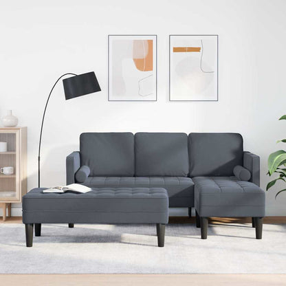 Sofa Sæt 2 Pcs Mørkegrå 173 X 131 X 67 Cm Fløjl - Hovedbillede